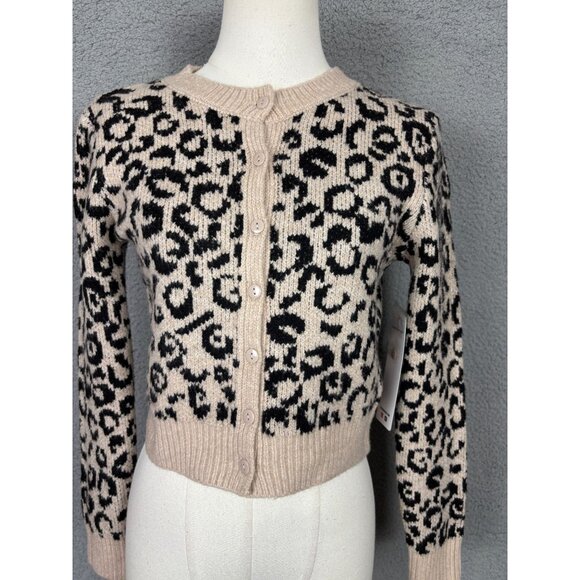 Madden Girl Juniors' XS Leopard Print Cardigan Sweater Button Front Multi NWT's - Picture 2 of 8